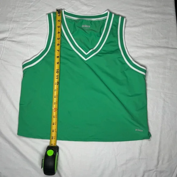 Prince Women's XL V-Neck Sleeveless Tennis‎ Pickleball Tank Top Green White - Picture 4 of 5
